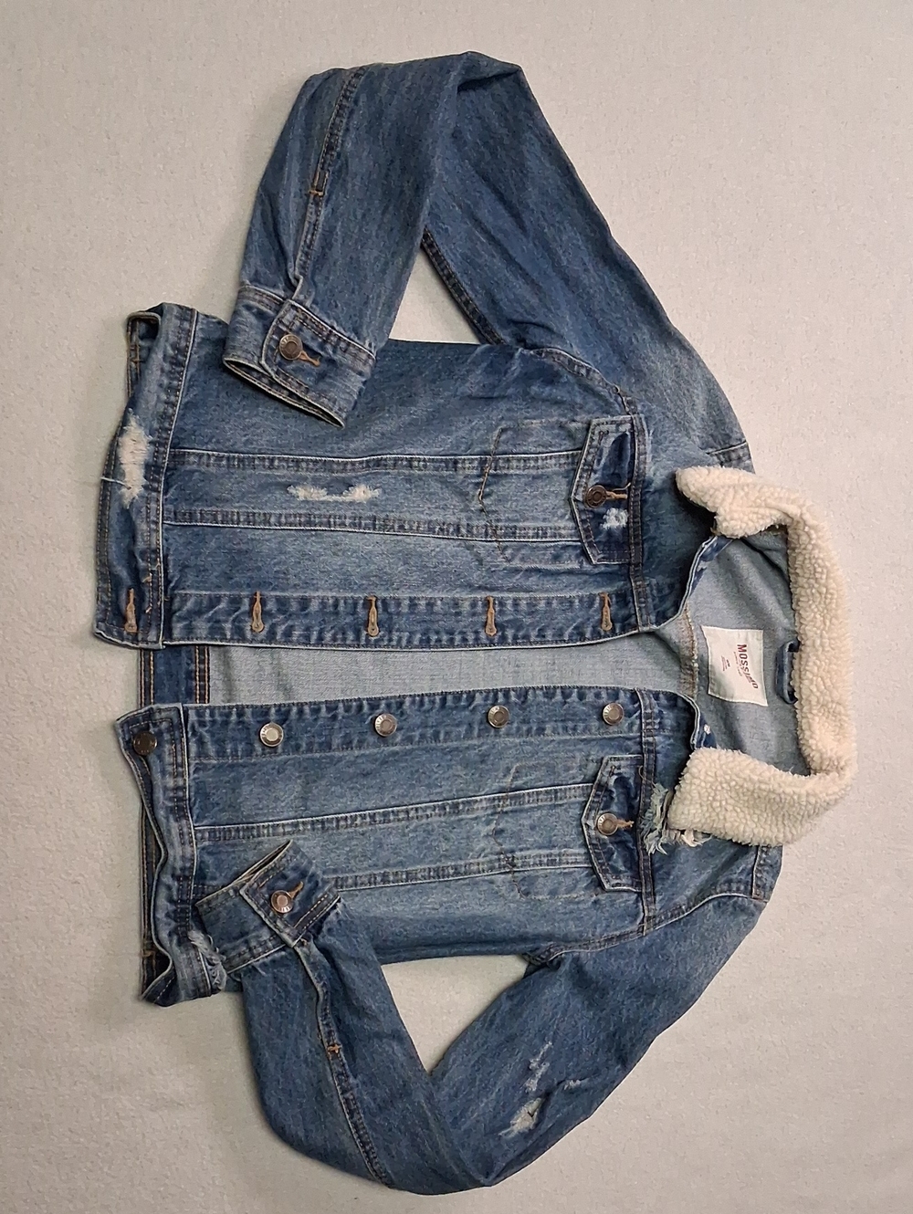 Mossimo Supply Co. Blue Denim Jacket with Sherpa Collar